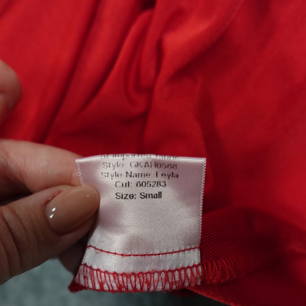 Katie May Dress Womens Small Leyla Red Slinky Gown Halter Knotted Open Back - Picture 6 of 12